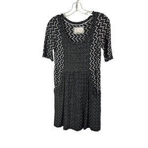 Saturday Sunday Black White Patterned Dress Size SP Modern Minimalist Boho